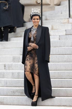 PFW Haute Couture Schiaparelli Outside Arrivals NB Teyana Taylor arriving at the Schiaparelli show during Paris Fashion Week Haute Couture on January 26, 2026 in Paris, France. Photo by Nasser Berzane ABACAPRESS.COM Paris France  Copyright: xBerzanexNasser ABACAx