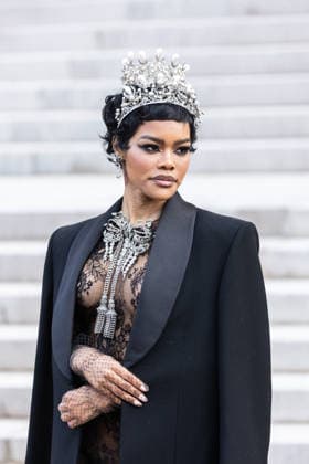 PFW Haute Couture Schiaparelli Outside Arrivals NB Teyana Taylor arriving at the Schiaparelli show during Paris Fashion Week Haute Couture on January 26, 2026 in Paris, France. Photo by Nasser Berzane ABACAPRESS.COM Paris France  Copyright: xBerzanexNasser ABACAx