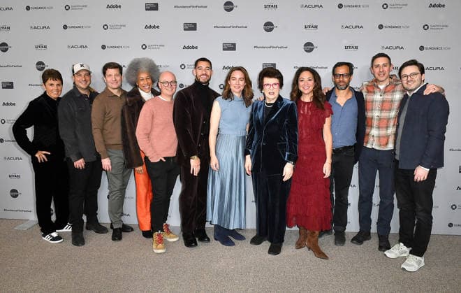 2026 Sundance Film Festival - Give Me The Ball! Premiere Ilana Kloss, Tommy Coriale, Gentry Kirby, Marsha Cooke, Jon Bardin, Chris James, Elizabeth Wolff, Billie Jean King, Liz Garbus and Dan Cogan and guests attend the Give Me The Ball! Premiere during the 2026 Sundance Film Festival at Eccles Center Theater on January 26, 2026 in Park City, Utah. Park City Eccles Theatre Utah United States of America Copyright: xCxFlanigan imageSPACEx