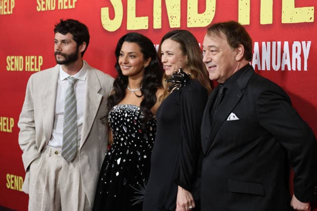 January 26, 2026, Los Angeles, California, USA: LOS ANGELES - JAN 21: Dylan O Brien, Zainab Azizi, Rachel McAdams, Sam Raimi at Send Help World Premiere at the TCL Chinese Theater IMAX on January 21, 2026 in Los Angeles, CA Los Angeles USA - ZUMAb170 20260126_aap_b170_049 Copyright: xKayxBlakex