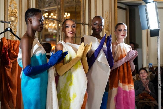 PFW - Imane Ayissi Runway Ophely Mezino, Nala Luuna Diagouraga and Anastasia Degtyarenko walks the runway during the Imane Ayissi Haute Couture Week Spring Summer 2026 show as part of Paris Fashion Week Paris, France on January 26, 2026. Photo by LounisPhotography ABACAPRESS.COM Paris France  Copyright: xLounisPhotography ABACAx
