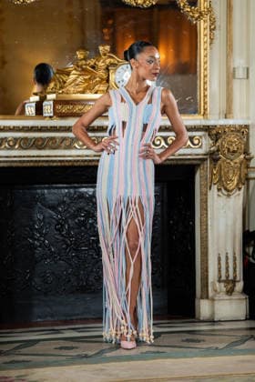 PFW - Imane Ayissi Runway Ophely Mezino walks the runway during the Imane Ayissi Haute Couture Week Spring Summer 2026 show as part of Paris Fashion Week Paris, France on January 26, 2026. Photo by LounisPhotography ABACAPRESS.COM Paris France  Copyright: xLounisPhotography ABACAx