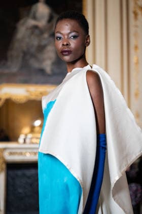 PFW - Imane Ayissi Runway A model walks the runway during the Imane Ayissi Haute Couture Week Spring Summer 2026 show as part of Paris Fashion Week Paris, France on January 26, 2026. Photo by LounisPhotography ABACAPRESS.COM Paris France  Copyright: xLounisPhotography ABACAx