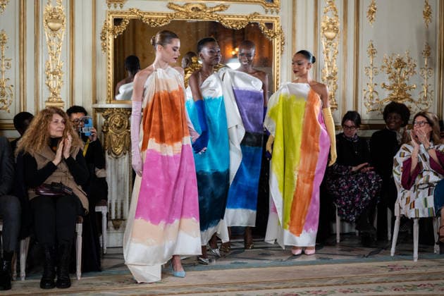 PFW - Imane Ayissi Runway Ophely Mezino, Nala Luuna Diagouraga and Anastasia Degtyarenko walks the runway during the Imane Ayissi Haute Couture Week Spring Summer 2026 show as part of Paris Fashion Week Paris, France on January 26, 2026. Photo by LounisPhotography ABACAPRESS.COM Paris France  Copyright: xLounisPhotography ABACAx