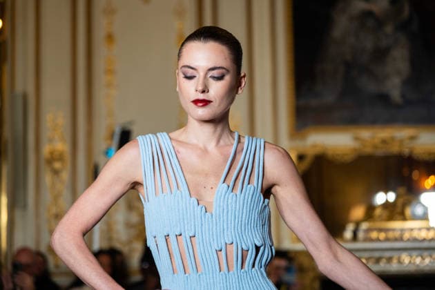 Imane Ayissi - Runway - Paris Fashion Week - Haute Couture Week Spring Summer 2026 Anastasia Degtyarenko walks the runway during the Imane Ayissi Haute Couture Week Spring Summer 2026 show as part of Paris Fashion Week, Credit:Lounis Tiar Avalon United Kingdom, Paris  Copyright: xLounisxTiarx xAvalonx 1069622701