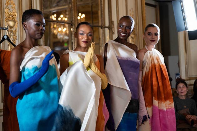 Imane Ayissi - Runway - Paris Fashion Week - Haute Couture Week Spring Summer 2026 Ophely Mezino, Nala Luuna Diagouraga and Anastasia Degtyarenko walks the runway during the Imane Ayissi Haute Couture Week Spring Summer 2026 show as part of Paris Fashion Week, Credit:Lounis Tiar Avalon United Kingdom, Paris  Copyright: xLounisxTiarx xAvalonx 1069624693