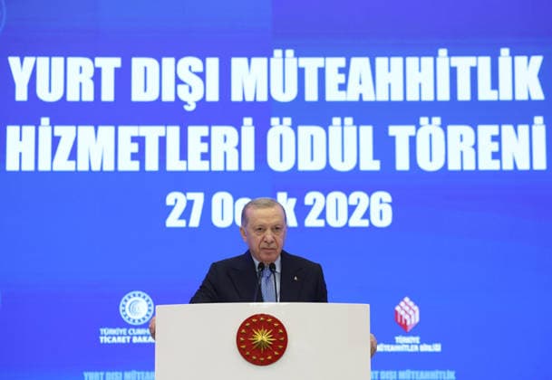Turkish President Recep Tayyip Erdo?an participates in an awards ceremony for success Turkish President Recep Tayyip Erdo?an participates in an awards ceremony for success in international contracting services in the Turkish capital, Ankara, January 27, 2026. Photo by Turkish presidency apaimages Istanbul Istanbul Turkey 270126_Turkish_TPO_01(12) Copyright: xapaimagesxTurkishxpresidencyx xapaimagesx