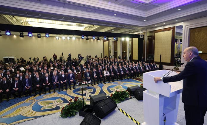Turkish President Recep Tayyip Erdo?an participates in an awards ceremony for success Turkish President Recep Tayyip Erdo?an participates in an awards ceremony for success in international contracting services in the Turkish capital, Ankara, January 27, 2026. Photo by Turkish presidency apaimages Istanbul Istanbul Turkey 270126_Turkish_TPO_01(6) Copyright: xapaimagesxTurkishxpresidencyx xapaimagesx