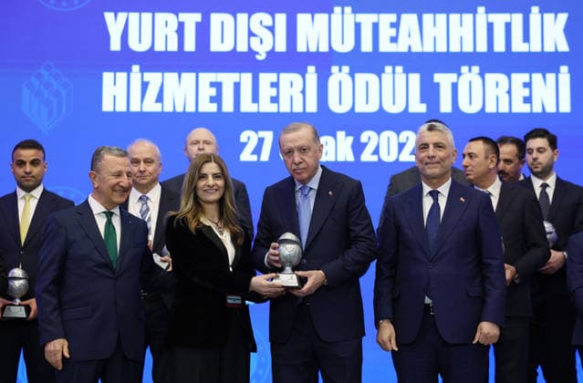 Turkish President Recep Tayyip Erdo?an participates in an awards ceremony for success Turkish President Recep Tayyip Erdo?an participates in an awards ceremony for success in international contracting services in the Turkish capital, Ankara, January 27, 2026. Photo by Turkish presidency apaimages Istanbul Istanbul Turkey 270126_Turkish_TPO_01(8) Copyright: xapaimagesxTurkishxpresidencyx xapaimagesx