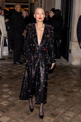 PFW Haute Couture Armani Outside Arrivals Pom Klementieff arriving at the Schiaparelli show during Paris Fashion Week Haute Couture on January 27, 2026 in Paris, France. Photo by Nasser Berzane ABACAPRESS.COM Paris France  Copyright: xBerzanexNasser ABACAx