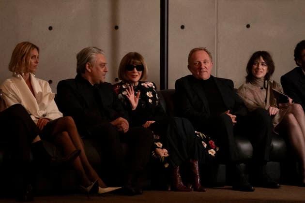 PFW Saint Laurent front row EB Fashion and luxury conglomerate Kering chief executive Luca De Meo , British-US fashion editor Anna Wintour French businessman Francois-Henri Pinault , and French actress Charlotte Gainsbourg attend the Yves Saint Laurent Menswear Ready-to-wear Fall-Winter 2026 2027 collection fashion show on the sidelines of the Paris Haute Couture Fashion Week, in Paris, on January 27, 2026.Photo by Eliot Blondet ABACAPRESS.COM Paris France France  Copyright: xBlondetxEliot ABACAx
