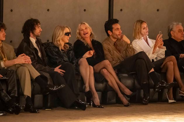 PFW Saint Laurent front row EB Kate Moss, Sam Taylor-Johnson, Aaron Taylor-Johnson, Diego Calva attend the Yves Saint Laurent Menswear Ready-to-wear Fall-Winter 2026 2027 collection fashion show on the sidelines of the Paris Haute Couture Fashion Week, in Paris, on January 27, 2026.Photo by Eliot Blondet ABACAPRESS.COM Paris France France  Copyright: xBlondetxEliot ABACAx