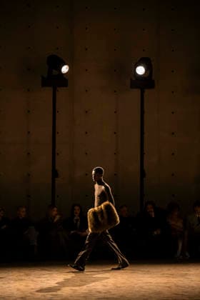 PFW Saint Laurent runway EB A model presents a creation by designer Anthony Vaccarello as part of his Menswear Fall Winter 2026-2027 collection show for fashion house Saint Laurent during Men s Fashion Week in Paris, France, January 27, 2026. Photo by Eliot Blondet ABACAPRESS.COM Paris France France  Copyright: xBlondetxEliot ABACAx