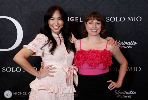 Julie Ann Emery and Julee Cerda arrive on the red carpet at the Solo Mio New York premiere at Regal Times Square on Tuesday, January 27, 2026 in New York City.  NYP20260127119 JOHNxANGELILLO