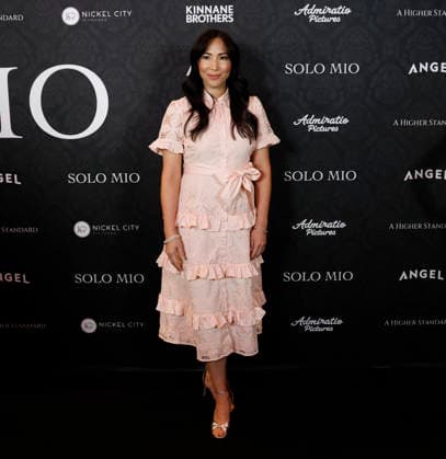 Julee Cerda arrives on the red carpet at the Solo Mio New York premiere at Regal Times Square on Tuesday, January 27, 2026 in New York City.  NYP20260127102 JOHNxANGELILLO