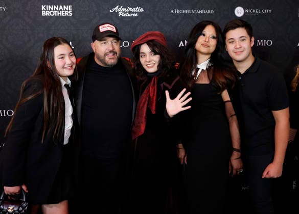 Sistine James, Kevin James, Sienna James, Steffiana James and Kannon James arrive on the red carpet at the Solo Mio New York premiere at Regal Times Square on Tuesday, January 27, 2026 in New York City.  NYP20260127115 JOHNxANGELILLO