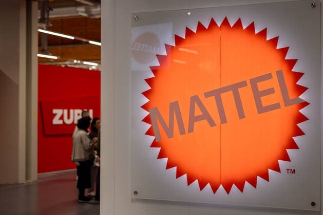 Opening day of the 75th International Toy Fair, Nuremberg, 27 01 2026 Illuminated logo of the US toy manufacturer Mattel at the exhibition stand at the International Toy Fair 2026 in Nuremberg Mattel is one of the leading suppliers of brands such as Barbie, Hot Wheels, Fisher Price, Uno, Matchbox and Monster High Nuremberg Exhibition Center Bavaria Germany 20260127-286A7752-M4000