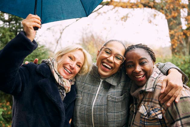 Portrait of happy mature woman with arm around female friends enjoying leisure time Sweden, Stockholm, model released Copyright: xMaskotx , MA122712 MA122712