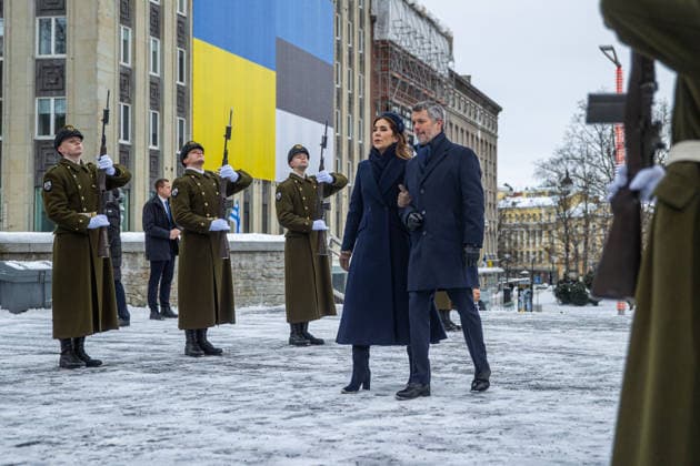 27.01.2026, Tallinn. King Frederik X of Denmark and Queen Mary will be in Estonia on a state visit at the invitation of President Alar Karis. The official welcome for the royal couple took place on Tallinn s Town Hall Square, and was open to the public. After that, the king and queen walked to the Freedom Monument to participate in a wreath-laying ceremony at the Monument to the War of Independence. Photo: Rasmus Rebase Postimees Tallinn Harjumaa Estonia 1RR27JAN26B15  Copyright: xRasmusxRebasex Queen Mary, King Frederik X