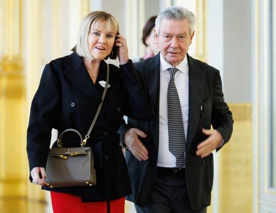 Anders Karel De Gucht and his wife Mireille pictured prior to a New Year s reception organized by the Royal Family for the Belgian Authorities, at the Royal Palace in Brussels, Wednesday 28 January 2026.  BENOITxDOPPAGNE 159258067