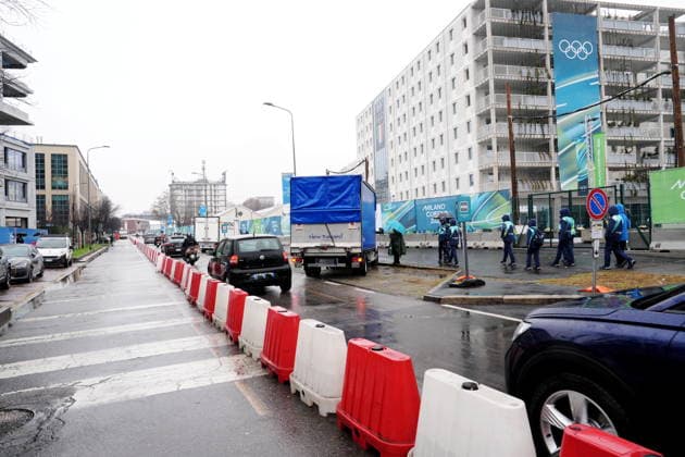 Milan, Olympic Village that will host the athletes of the Milan Cortina 2026 Winter Olympic and Paralympic Games, change of traffic and metal detector at the entrance  Copyright: xDuilioxPiaggesix xipa-agency.netx xDuilioxPiaggesix IPA_Agency_IPA70654535