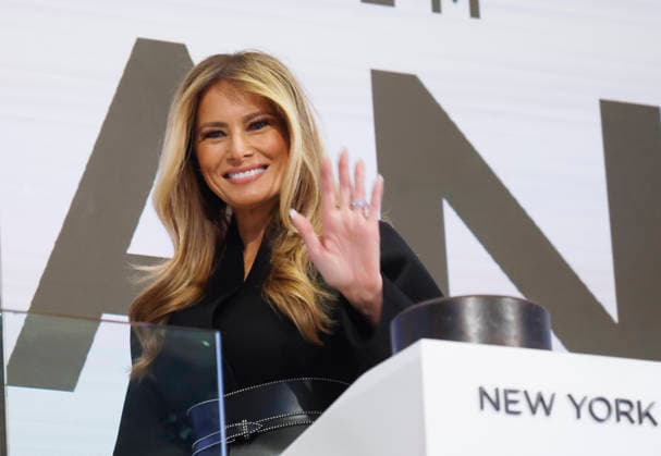 First lady Melania Trump rings the opening bell at the New York Stock Exchange on Wall Street on Wednesday, January 28, 2026 in New York City. The First Lady made the appearance as part of her publicity tour for the film, Melania, which documents her life in the 20 days leading up to President Donald Trump s second inauguration.  NYP202601028104 JOHNxANGELILLO
