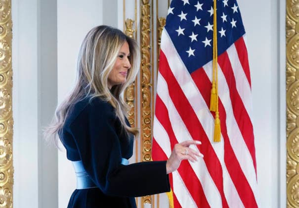 First lady Melania Trump delivers remarks before ringing the opening bell at the New York Stock Exchange on Wall Street on Wednesday, January 28, 2026 in New York City. The First Lady made the appearance as part of her publicity tour for the film, Melania, which documents her life in the 20 days leading up to President Donald Trump s second inauguration.  NYP202601028106 JOHNxANGELILLO