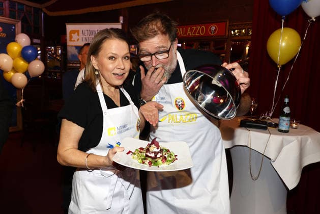Nova Meierhenrich and Brian Bojsen at the Palazzo Charity Gala in aid of the Altona Childrens Hospital on 28 01 2026 in Hamburg Palazzo Charity Gala 2026 Celebrities wait tables for a good cause in Hamburg