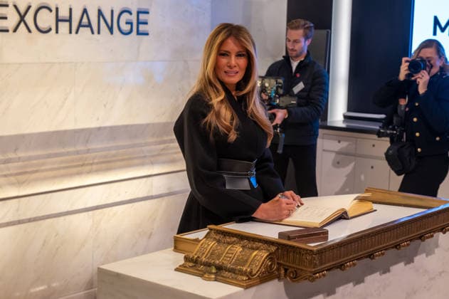 January 28, 2026, New York, United States: Melania Trump attends a First Lady Melania Trump Rings New York Stock Exchange Opening Bell To Celebrate Upcoming Film Melania event at New York Stock Exchange. New York United States - ZUMAs197 20260128_aaa_s197_051 Copyright: xRonxAdarx
