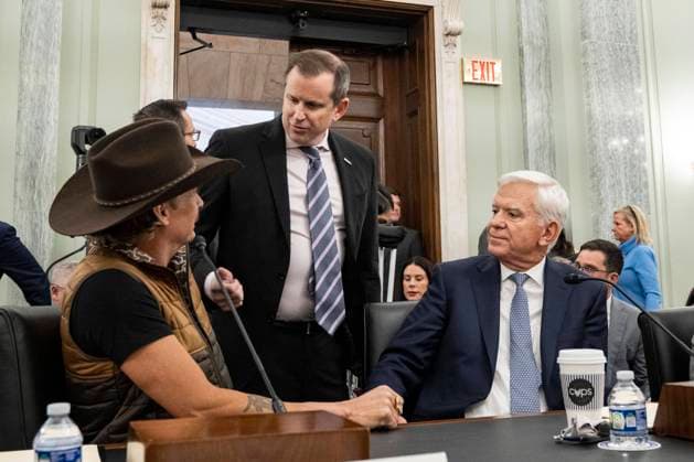 January 28, 2026, Washington, District Of Columbia, USA: Robert Kid Rock Ritchie, Entertainer, left, David Weingarden, Chair & Co-Founder, Colorado Independent Venue Association (CIVA) and Vice President for Concerts & Events at Z2 Entertainment, center, and Dan Wall, Executive Vice President of Corporate and Regulatory Affairs, Live Nation Entertainment, right, converse prior to giving testimony before the United States Senate Committee on Commerce, Science, and Transportation, Subcommittee on Consumer Protection, Technology, and Data Privacy hearing Examining the Impact of Ticket Sales Practices and Bot Resales on Concert Fans Russell Senate Office Building on Capitol Hill in Washington, DC, USA, on Wednesday, January 28, 2026 - ZUMAs152 20260128_faa_s152_083 Copyright: xAndrewxThomasx