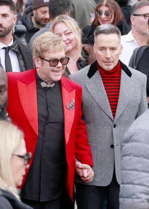 Elton John and husband David Furnish at Valentino Haute Couture Spring Summer 2026 Collection fashion show, during Paris Fashion Week on january 28 2026 Christophe Aubert Bestimage Celebrities at Valentino Haute Couture Spring Summer 2026 Collection fashion show, during Paris Fashion Week on january 28 2026 Paris France  Copyright: xChristophexAubertxviaxBestimagexChristophexAubertxviaxBestimagex