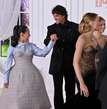 Cast members Hong Chau (L) and Jacob Elordi attend the world premiere of the motion picture romantic drama Wuthering Heights at the TCL Chinese Theatre in the Hollywood section of Los Angeles on Wednesday, January 28, 2026. Storyline: A passionate and tumultuous love story set against the backdrop of the Yorkshire moors, exploring the intense and destructive relationship between Heathcliff and Catherine Earnshaw.  LAP20260128840 JIMxRUYMEN