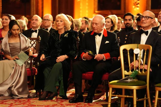 The premiere of Finding Harmony: A King s Vision King Charles and Queen Camilla attend the premiere of Finding Harmony: A King s Vision. The documentary outlines Charles philosophy of harmony, which encourages people to see themselves as part of nature, not apart from nature, at Windsor Castle, Windsor, Berkshire, UK, on the 28th January 2026. Picture by Aaron Chown WPA-Pool Windsor Windsor Castle Berkshire United Kingdom  WHA-0807