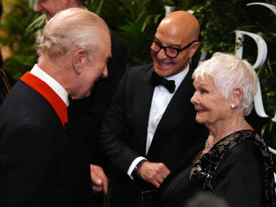 . 28 01 2026. Windsor, United Kingdom. King Charles III with Stanley Tucci and Dame Judi Dench at the Finding Harmony: A King s Vision premiere at Windsor Castle , United Kingdom.  xPoolx xi-Imagesx IIM-26533-0029