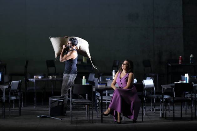 Sean Panikkar as Sergei and Ambur Braid as Katerina Lvovna Ismailova during the photo rehearsal for Lady Macbeth of Mtsensk at the Komische Oper im Schillertheater in Berlin, January 28, 2026 Opera in four acts by Dmitri Shostakovich Musical direction James Gaffigan Production Barrie Kosky Stage Rufus Didwi