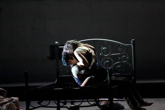Ambur Braid as Katerina Lvovna Ismailova and Sean Panikkar as Sergei during the photo rehearsal for Lady Macbeth of Mtsensk at the Komische Oper im Schillertheater in Berlin, January 28, 2026 Opera in four acts by Dmitri Shostakovich Musical direction James Gaffigan Production Barrie Kosky Stage Rufus Didwi