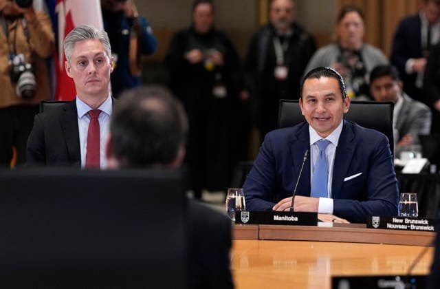 January 29, 2026, Ottawa, On, CAN: Premier of Northwest Territories R.J. Simpson and Premier of Manitoba Wab Kinew participate in a First Ministers Meeting in Ottawa, on Thursday, Jan. 29, 2026. Ottawa CAN  - ZUMAc35_ 20260129_zaf_c35_024 Copyright: xJustinxTangx