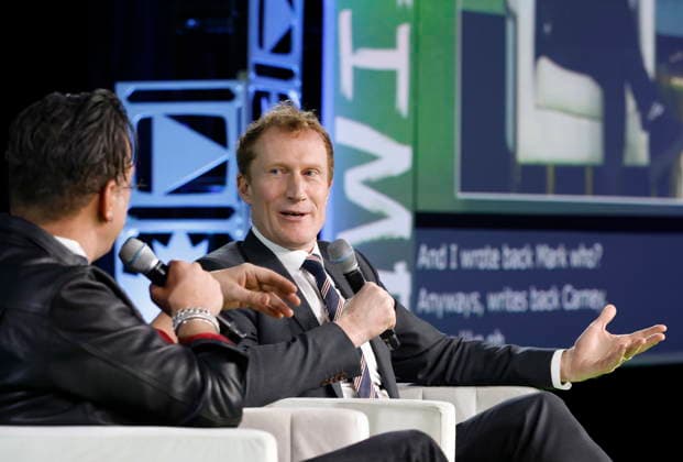 January 29, 2026, Ottawa, On, Canada: George Stroumboulopoulos, left, speaks with Canadian Identity and Culture Minister Marc Miller at the Prime Time screen and media industry conference in Ottawa, on Thursday, Jan. 29, 2026. Ottawa Canada  - ZUMAc35_ 20260129_zaf_c35_128 Copyright: xPatrickxDoylex