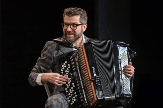 Concert of the Schneeberger and Bakanic Quartet, with Bella Via, at the cultural center AlFa in Steyrermühl Laakirchen, photographed on 29 1 2026, The picture shows accordion player Christian Bakanic 2026 Concert of the Schneeberger and Bakanic Quartet, with Bella Via, at the cultural center AlFa in Steyrermühl Laakirchen, on 29 1 2026