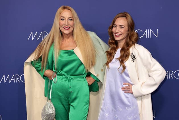 Jerry Hall and her daughter Elizabeth Jagger at the Marc Cain ECHO of now fashion show on 30 01 2026 at the Funkhaus in Berlin Marc Cain Fashion Show in Berlin