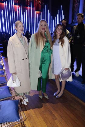 Kelly Rutherford, Jerry Hall and their daughter Elizabeth Jagger at the Marc Cain ECHO of now fashion show on 30 01 2026 at the Funkhaus in Berlin Marc Cain Fashion Show in Berlin