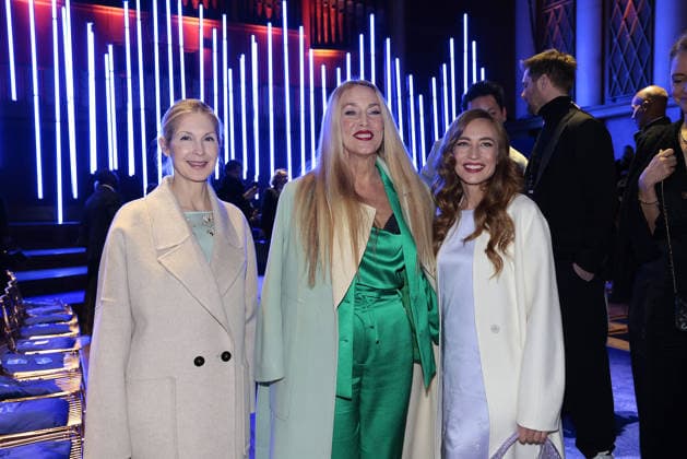 Kelly Rutherford, Jerry Hall and their daughter Elizabeth Jagger at the Marc Cain ECHO of now fashion show on 30 01 2026 at the Funkhaus in Berlin Marc Cain Fashion Show in Berlin