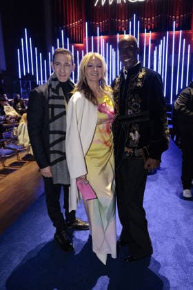Marcel Remus, Frauke Ludowig and Bruce Darnell at the Marc Cain ECHO of now fashion show on 30 01 2026 at the Funkhaus in Berlin Marc Cain Fashion Show in Berlin