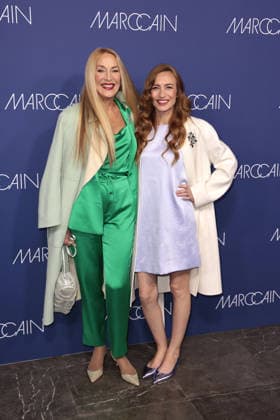 Jerry Hall and her daughter Elizabeth Jagger at the Marc Cain ECHO of now fashion show on 30 01 2026 at the Funkhaus in Berlin Marc Cain Fashion Show in Berlin