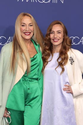 Jerry Hall and her daughter Elizabeth Jagger at the Marc Cain ECHO of now fashion show on 30 01 2026 at the Funkhaus in Berlin Marc Cain Fashion Show in Berlin