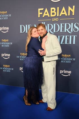 Gisa Flake and Knud Riepen at the German Television Award ceremony on 10 09 2025 in Cologne Bastian Pastewkas Fabian und Die moerderische Hochzeit Amazon Prime movie premiere in Cologne