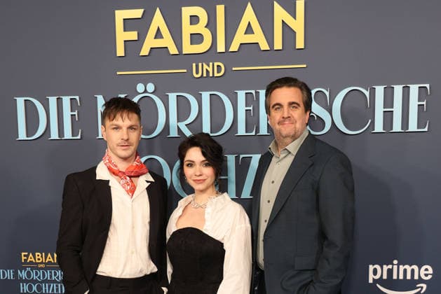 Anton Dreger, Tamara Romera Gines and Bastian Pastewka at the öFabian und Die moerderische Hochzeit Amazon Prime movie premiere on 30 01 2026 in Cologne Bastian Pastewkas Fabian und Die moerderische Hochzeit Amazon Prime movie premiere in Cologne