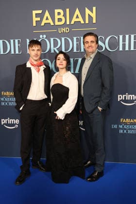 Anton Dreger, Tamara Romera Gines and Bastian Pastewka at the öFabian und Die moerderische Hochzeit Amazon Prime movie premiere on 30 01 2026 in Cologne Bastian Pastewkas Fabian und Die moerderische Hochzeit Amazon Prime movie premiere in Cologne