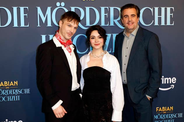 Anton Dreger, Tamara Romera Gines and Bastian Pastewka at the premiere of the Amazon Prime Video film Fabian und die mörderische Hochzeit at Cinenova Cologne, 30 01 2026 Foto:xR.xSchmiegeltx xFuturexImagex hochzeit_6108
