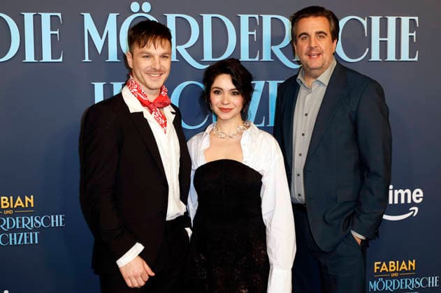 Anton Dreger, Tamara Romera Gines and Bastian Pastewka at the premiere of the Amazon Prime Video film Fabian und die mörderische Hochzeit at Cinenova Cologne, 30 01 2026 Foto:xR.xSchmiegeltx xFuturexImagex hochzeit_6109